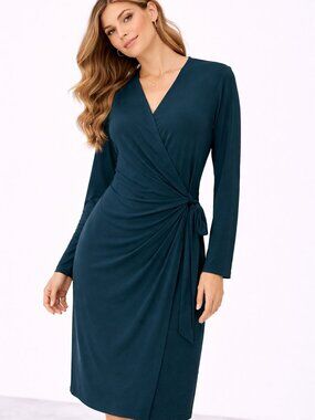 Anne Klein Women's Juniper Teal Wrap Dress – Size 10 - NWT $99